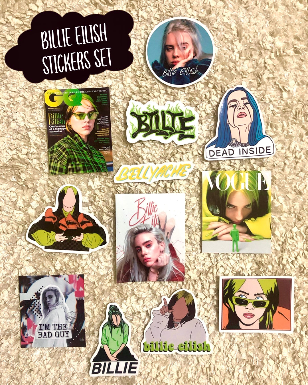 Billie Eilish Stickers (12 stickers) – thepenguinpal