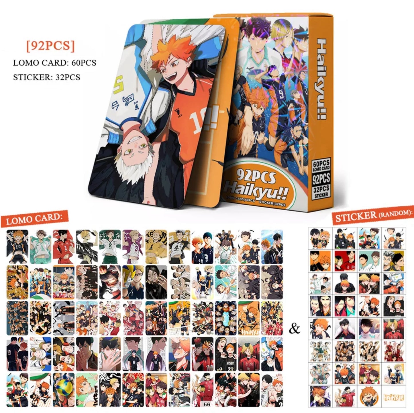 Haikyu!! Double Sided Lomocards + Stickers (92 pcs)