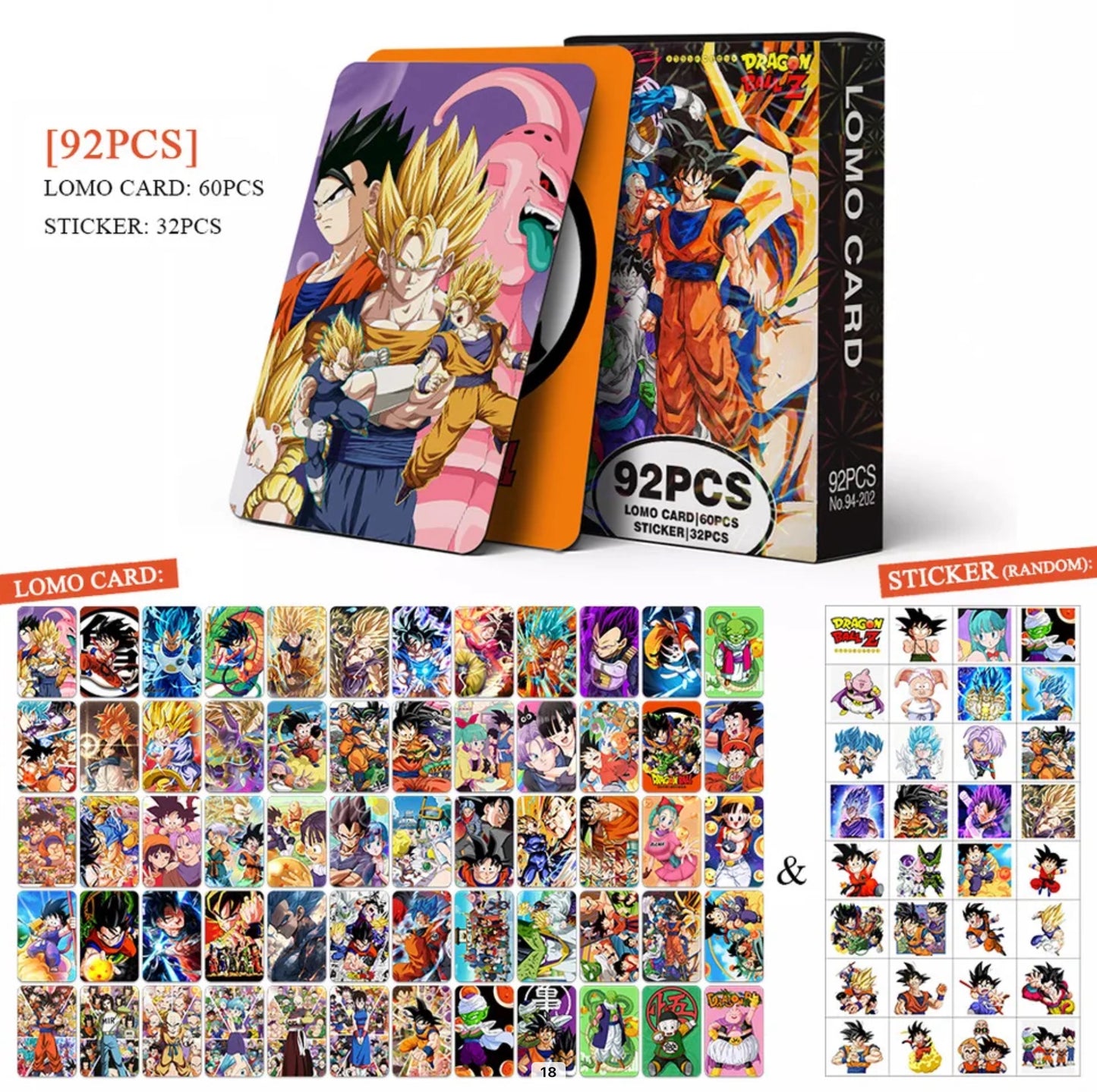 Dragon Ball Z Double Sided Lomocards + Stickers (92 pcs)