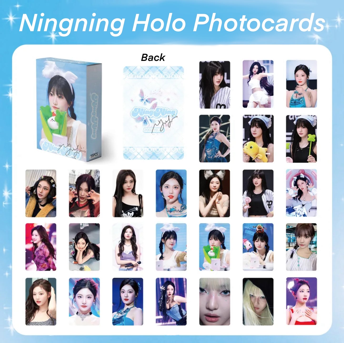 Ningning Holographic double sided Photocards (55 pcs)