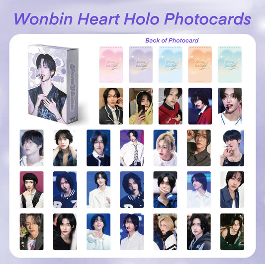 Wonbin Heart Holographic double sided Photocards (55 pcs)