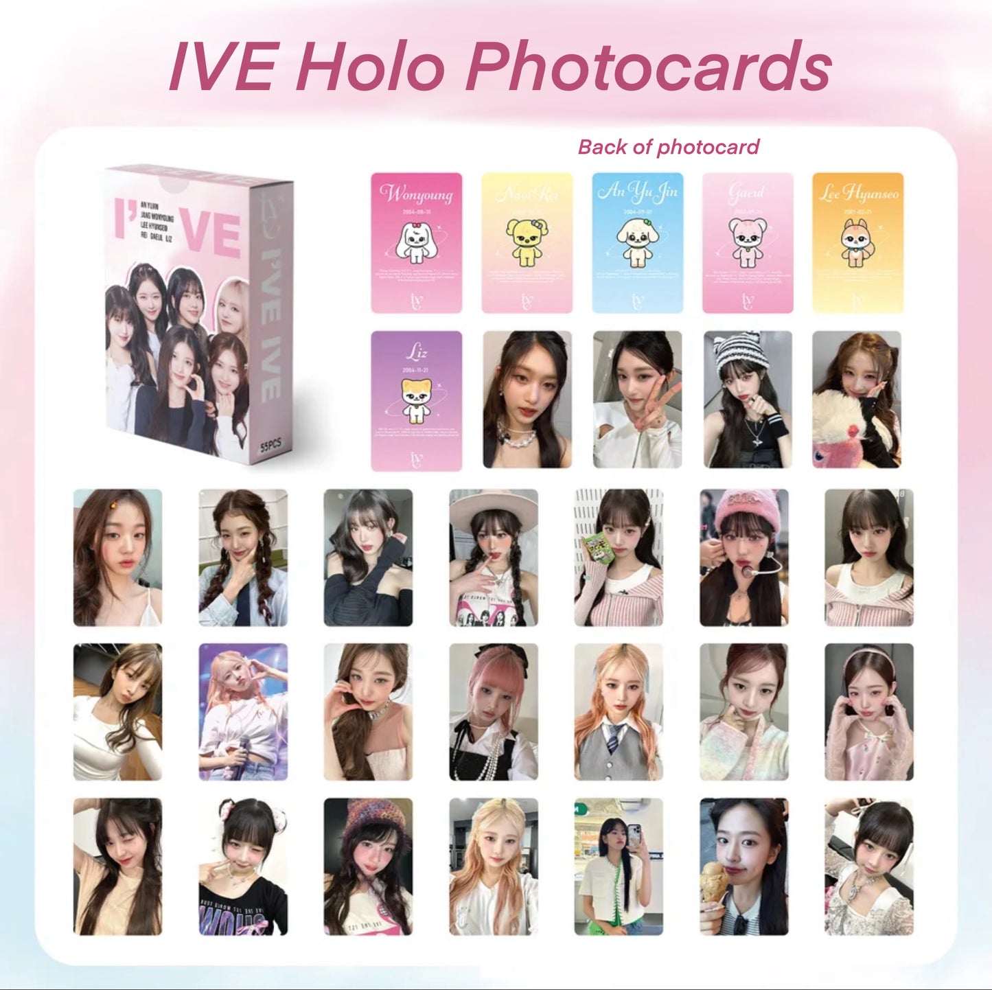 IVE Holographic double sided Photocards (55 pcs)