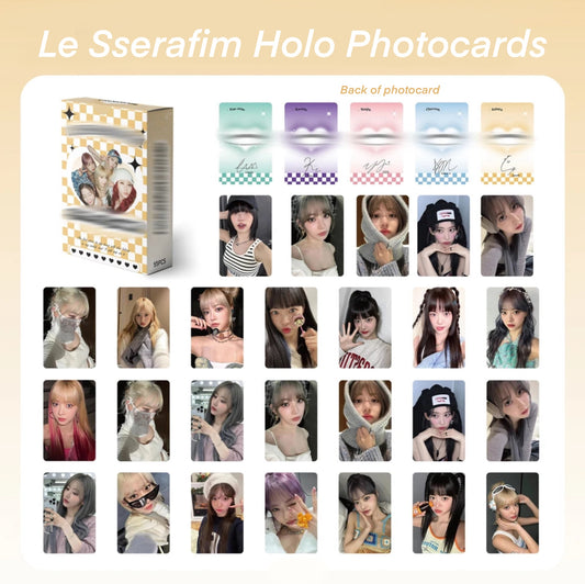 Le sserafim Holographic double sided Photocards (55 pcs)