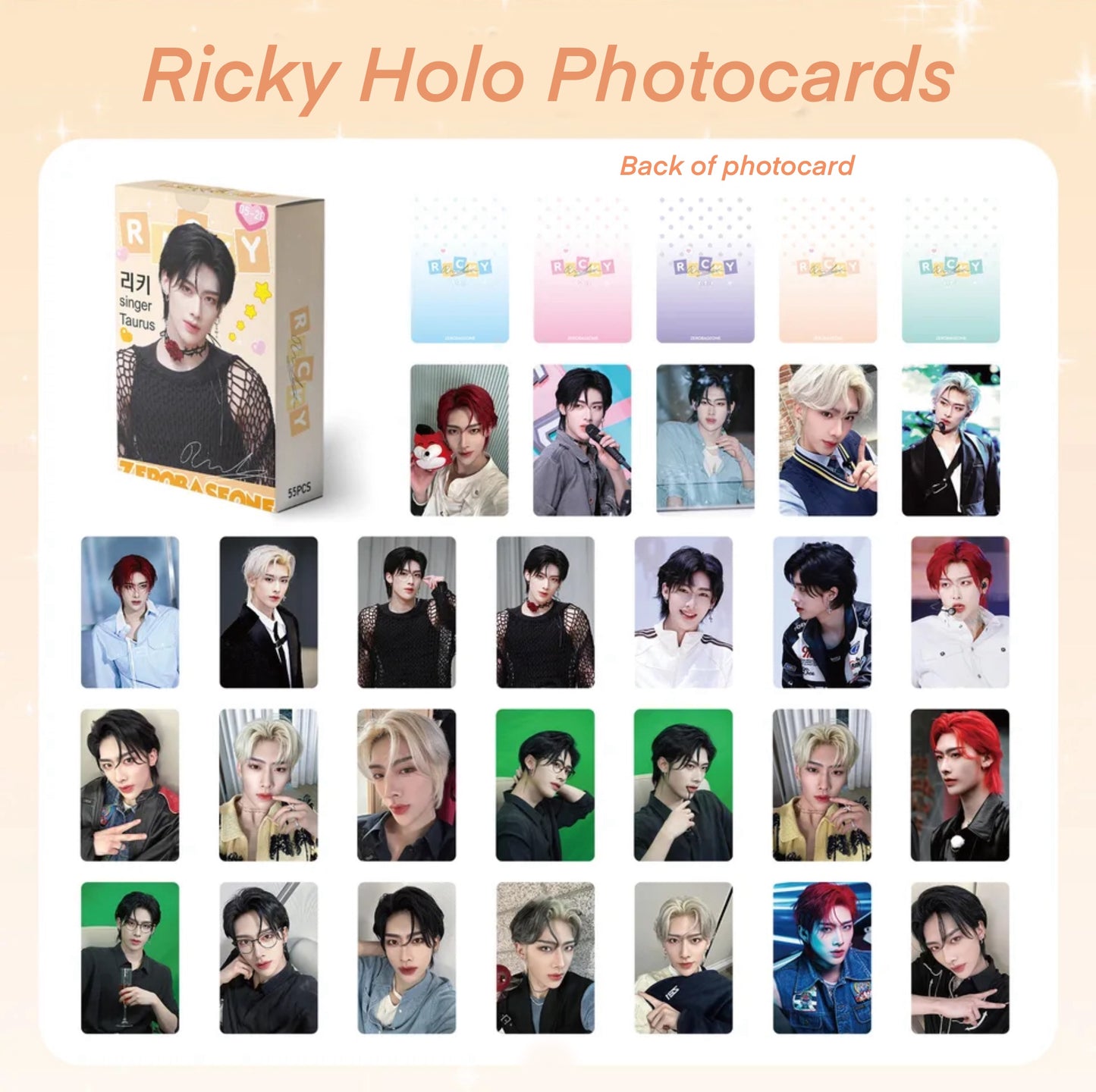 Ricky Heart Holographic double sided Photocards (55 pcs)