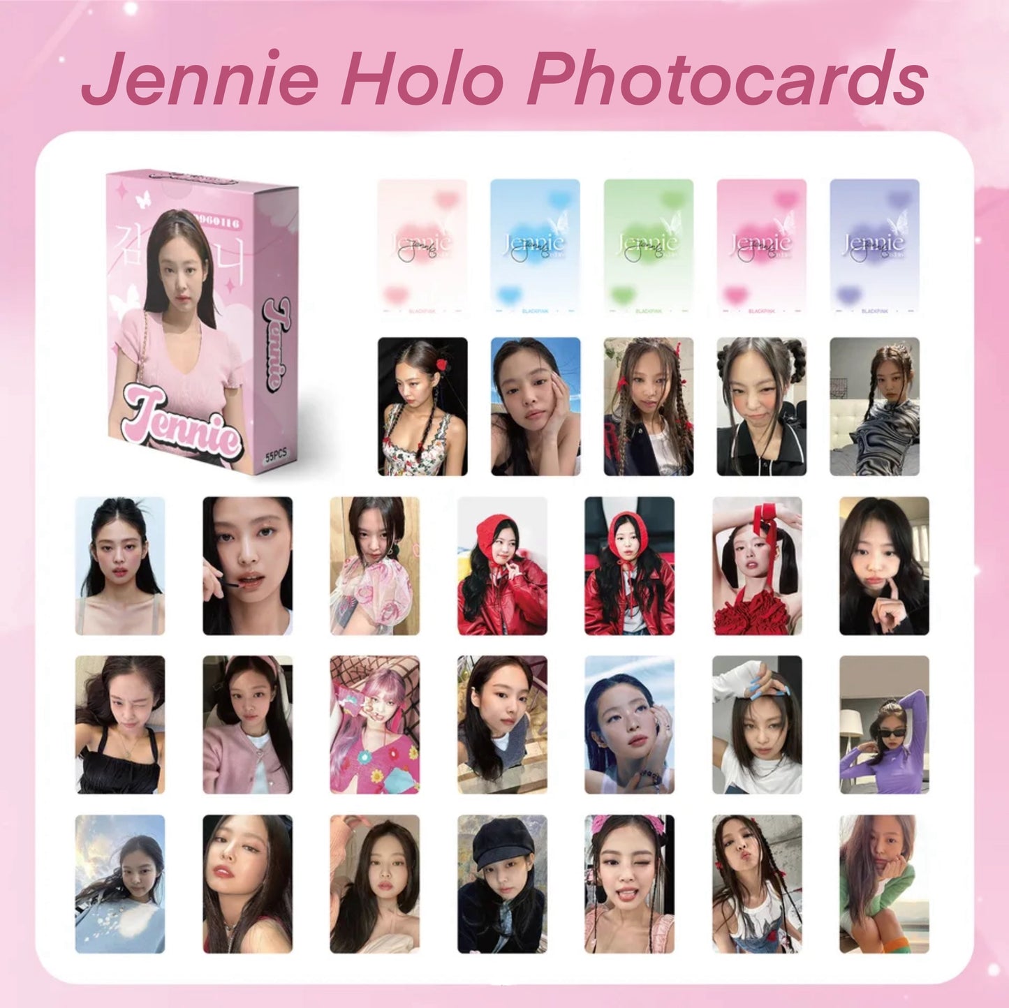 Jennie Heart Holographic double sided Photocards (55 pcs)