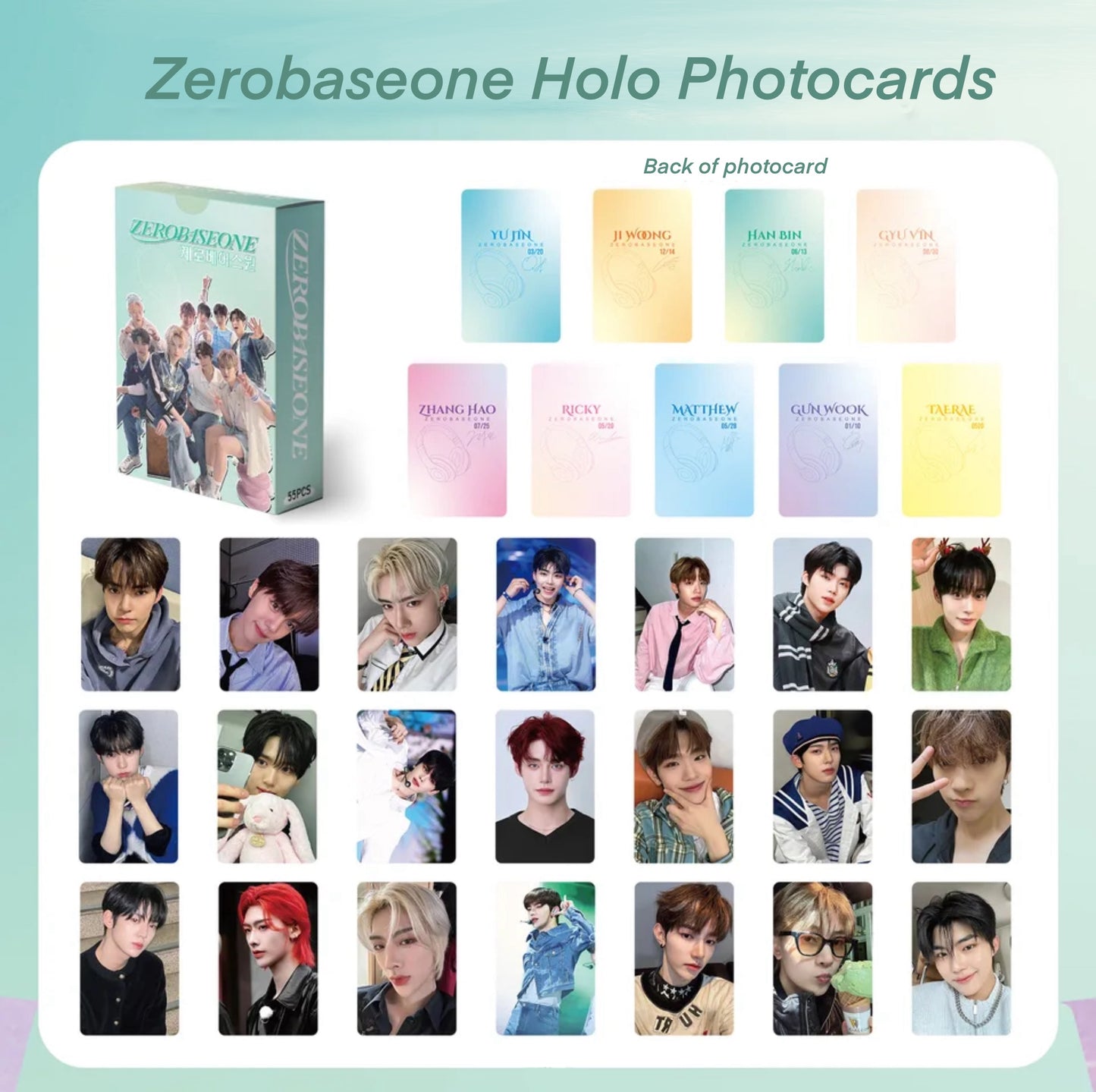 Zerobaseone Holographic double sided Photocards (55 pcs)