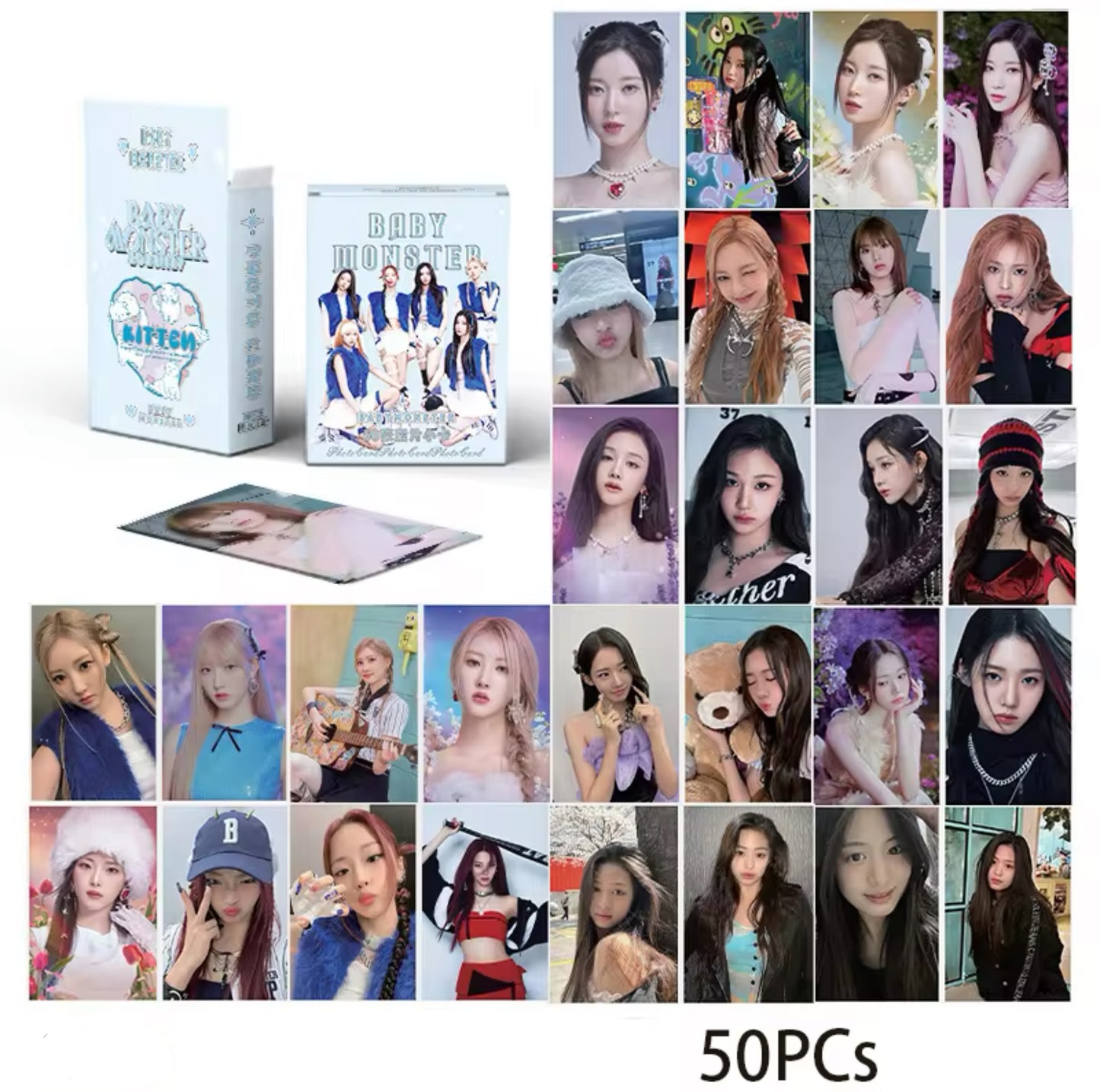 BabyMonster Rainbow Holographic Photocards (50 pcs)